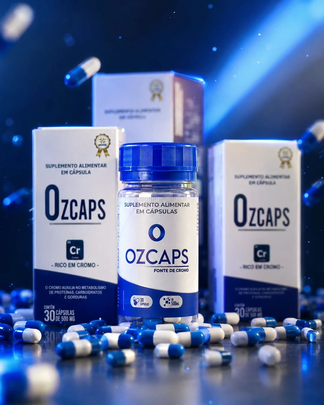 Caixas de OzCaps suplemento alimentar em cápsulas